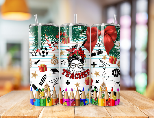 Santa's favorite teacher 2 Tumbler