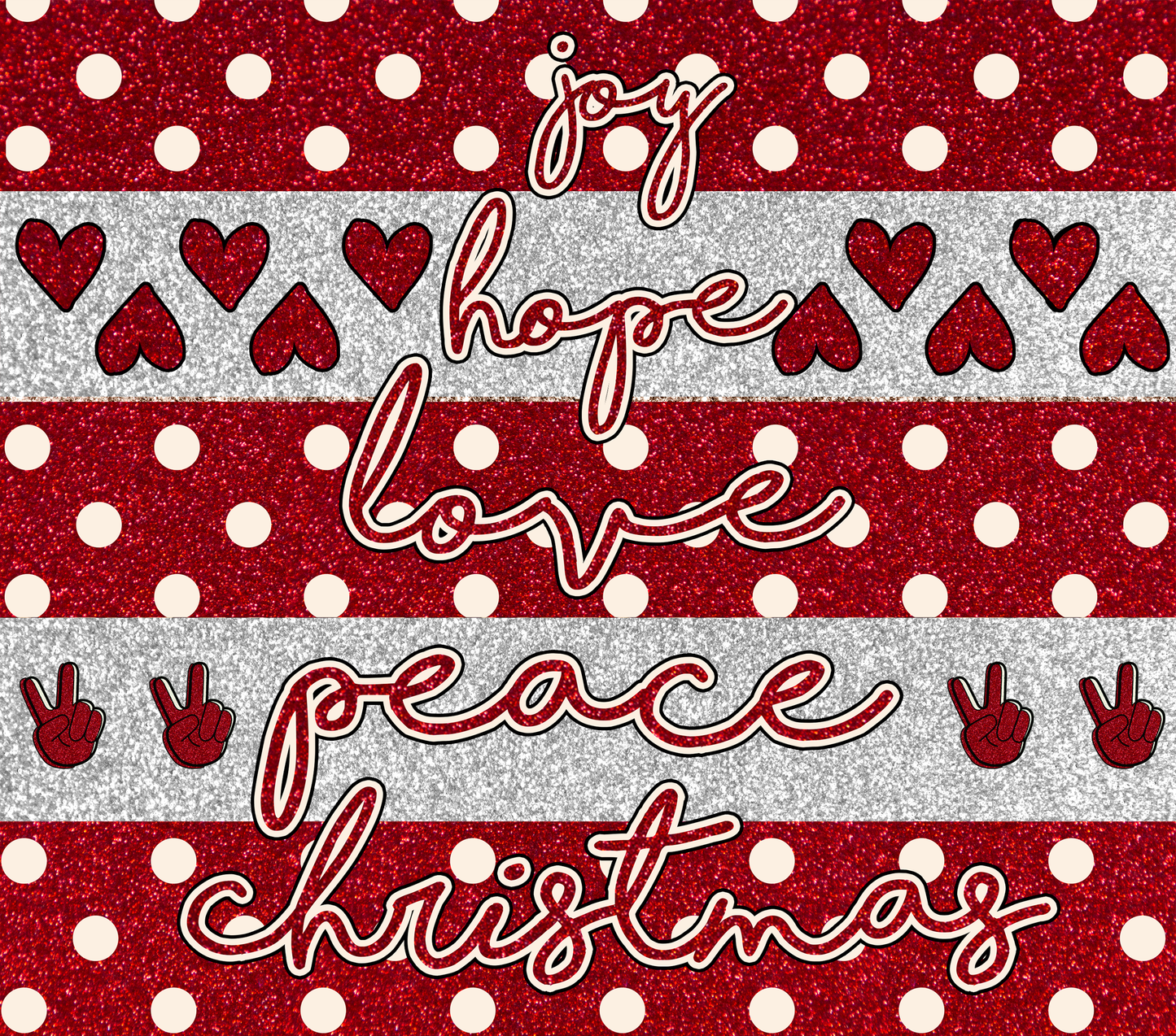 Joy, hope, love, peace, Christmas